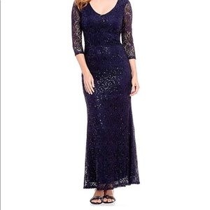 Marina Navy gown Stretch sequin lace